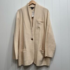 J Crew Cocoon Sweater Blazer Cardigan Merino Wool Alpaca Blend Size 2X Ivory NWT
